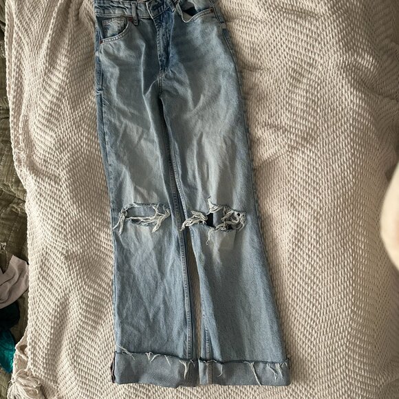 Zara High Rise Wide Leg Jeans - Ripped - Picture 4 of 7